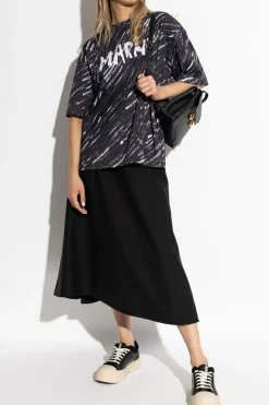 Marni BLACK Skirt with decorative stitching