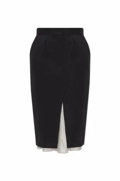 Marni BLACK Wool skirt with raw finish