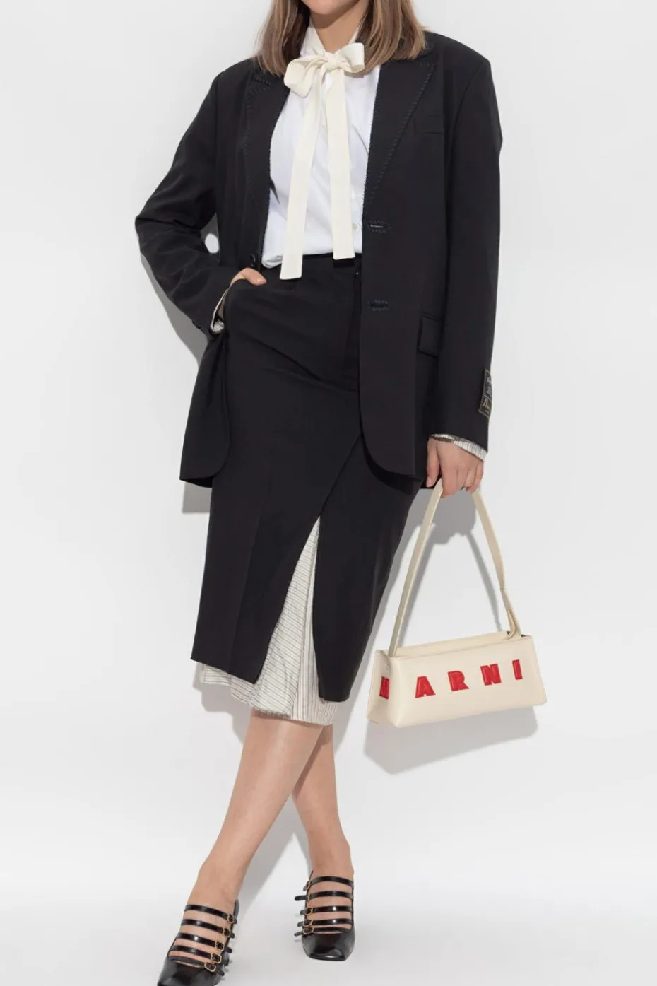 Marni BLACK Wool skirt with raw finish