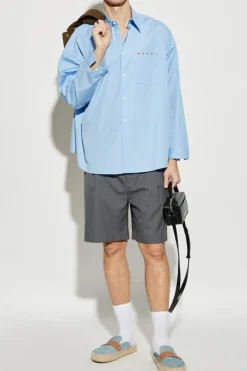 Marni BLUE Oversize shirt with pocket