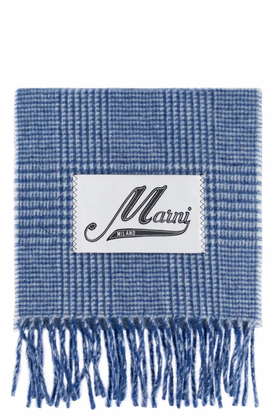 Marni BLUE Scarf with a check pattern