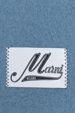 Marni BLUE Scarf with logo patch