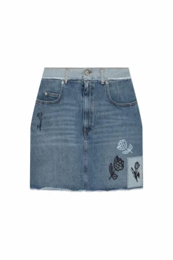 Marni BLUE Short denim skirt with logo
