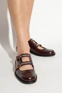Marni BURGUNDY Leather Slides