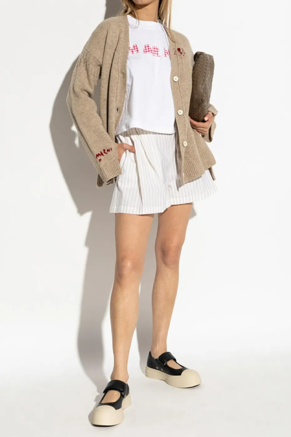 Marni cream Striped pattern shorts