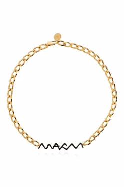 Marni GOLD Brass necklace with logo