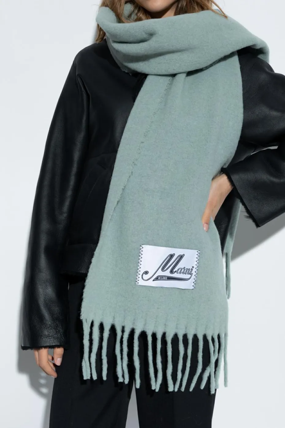 Marni GREEN Scarf with logo patch