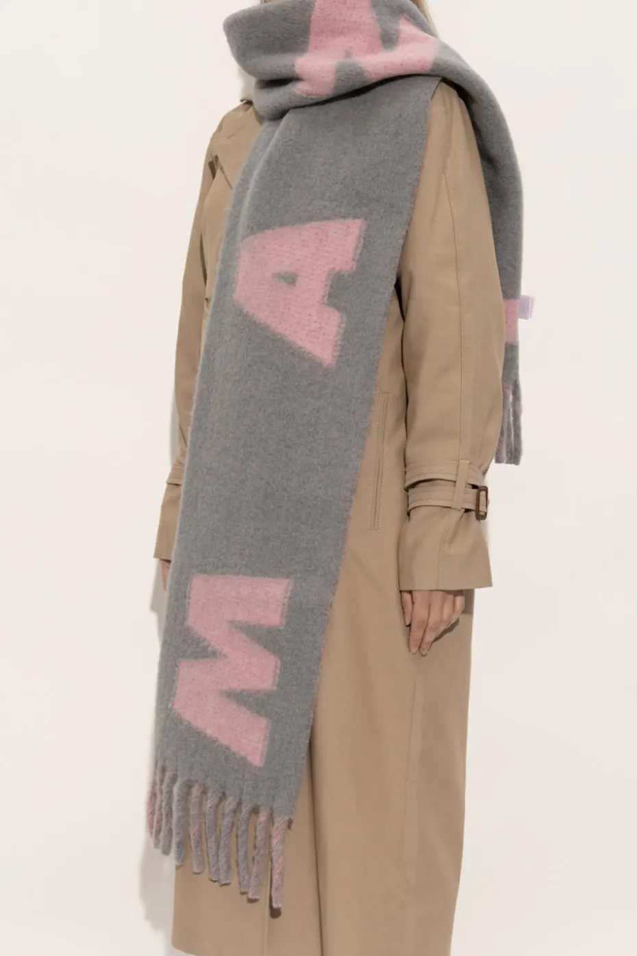 Marni GREY Scarf with logo