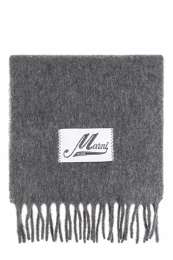 Marni GREY Wool scarf with logo