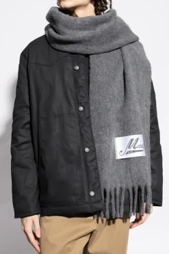 Marni GREY Wool scarf with logo