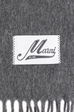 Marni GREY Wool scarf with logo