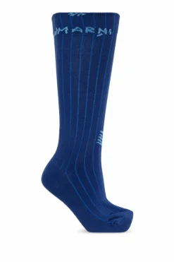 Marni NAVY BLUE Socks with logo