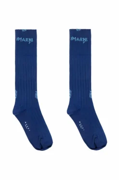 Marni NAVY BLUE Socks with logo