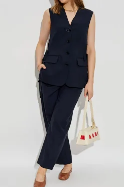 Marni NAVY BLUE Vest with a `vintage` effect