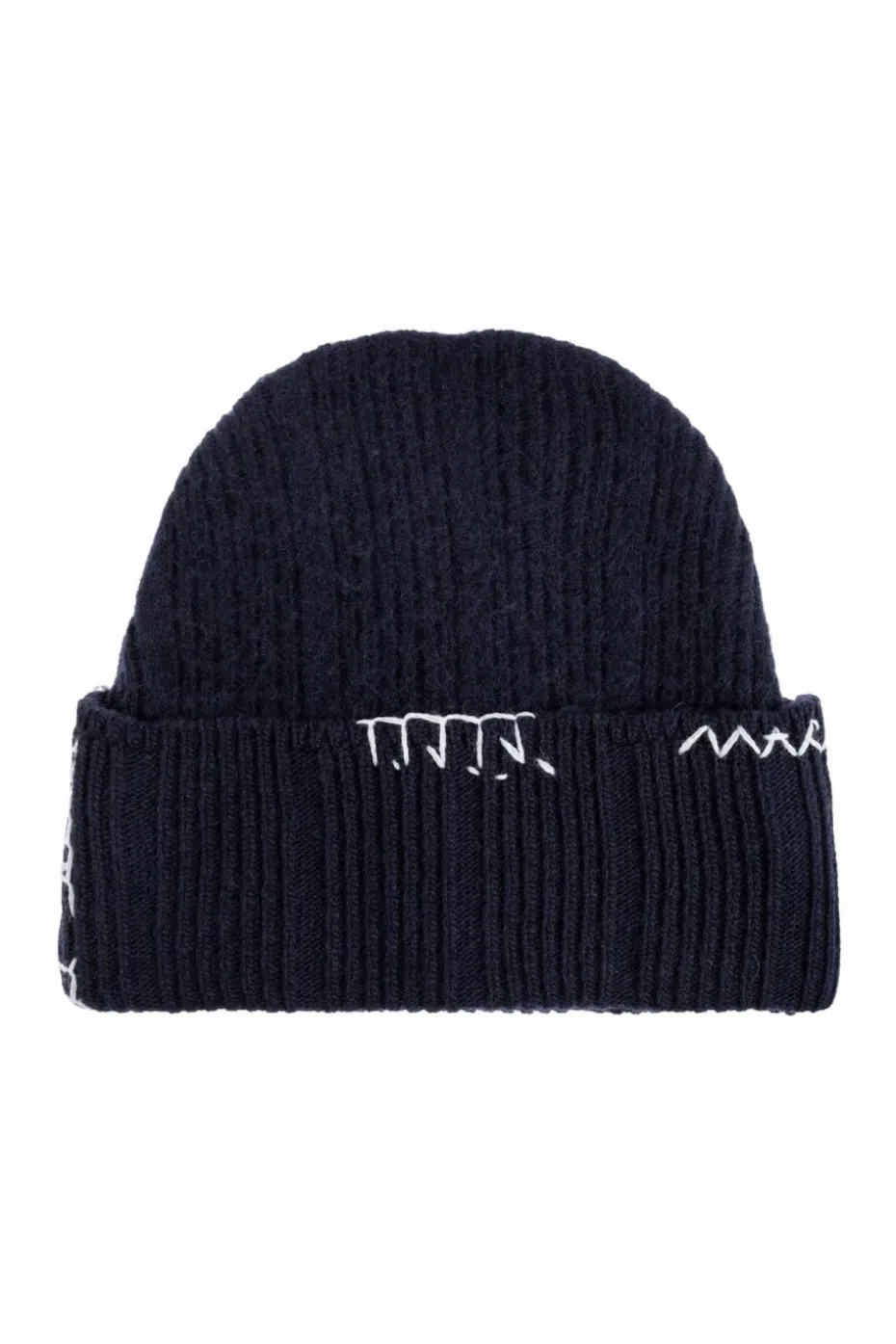 Marni NAVY BLUE Wool beanie with stitching
