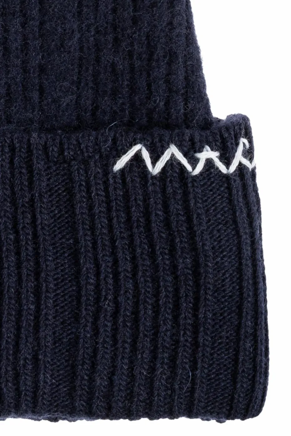 Marni NAVY BLUE Wool beanie with stitching