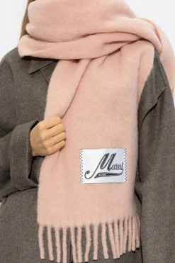 Marni PINK Wool scarf with logo