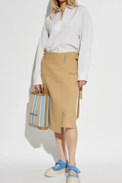 Marni WHITE Oversize top with striped pattern