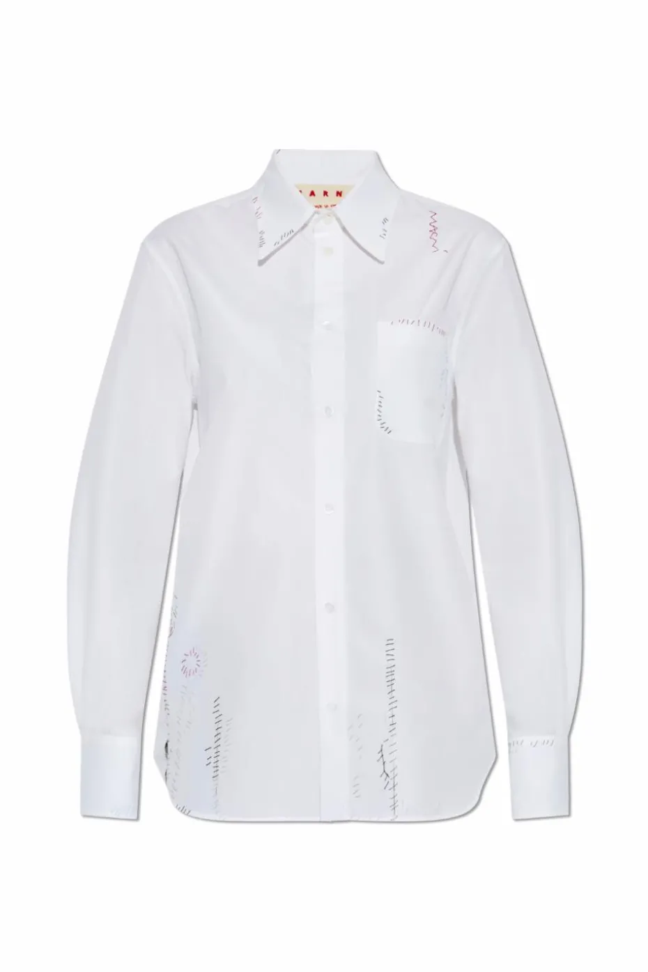Marni WHITE Shirt with colorful stitching