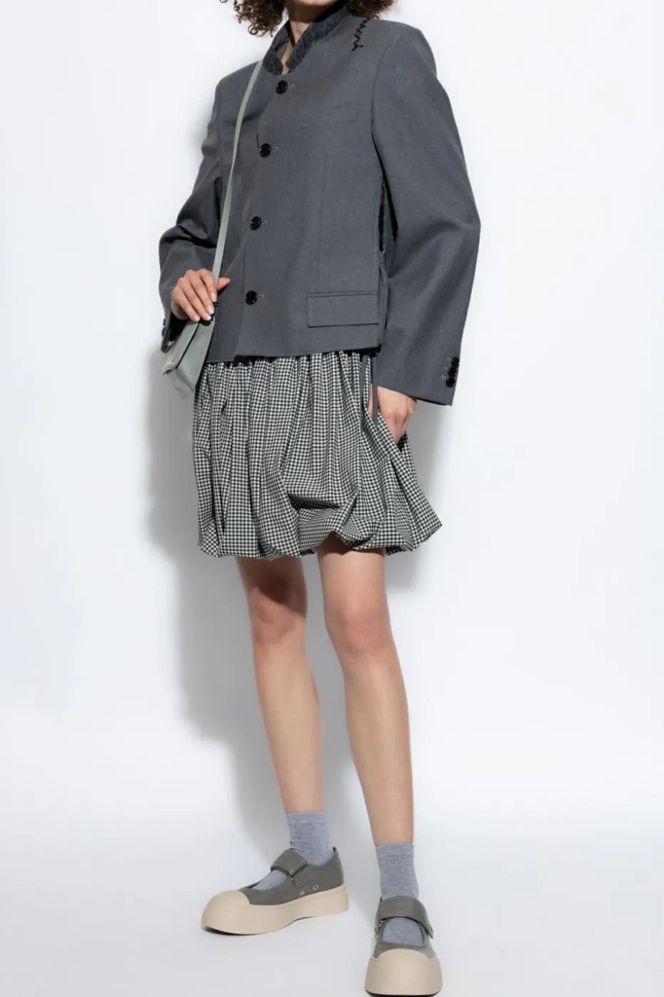 Marni WHITE Short plaid skirt