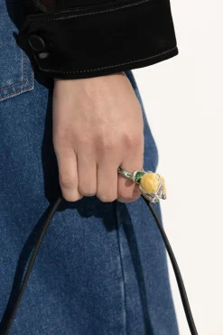 Marni YELLOW Floral motif ring