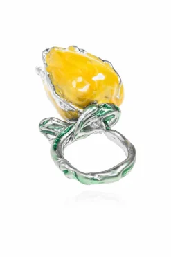 Marni YELLOW Floral motif ring