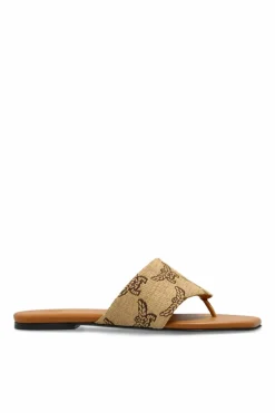 MCM beige Monogram slides