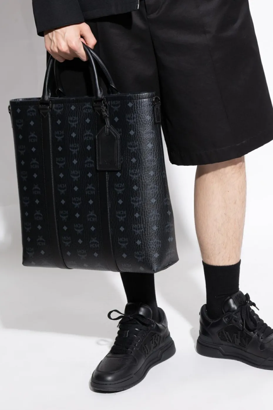 MCM BLACK "Aren Large" shopper bag