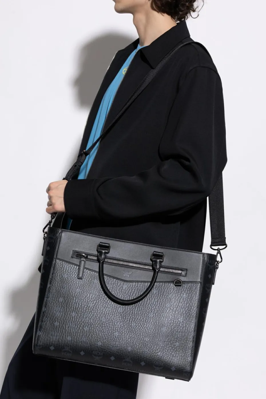MCM BLACK "Diamond Large" shopper bag