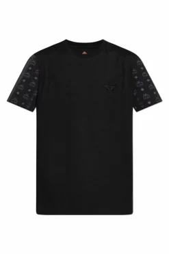 MCM BLACK T-shirt made from combined materials