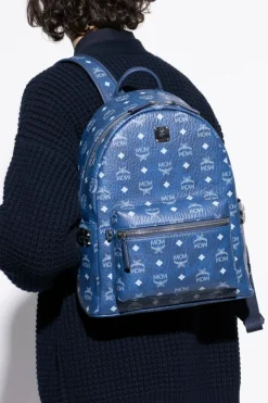 MCM BLUE Backpack with logo