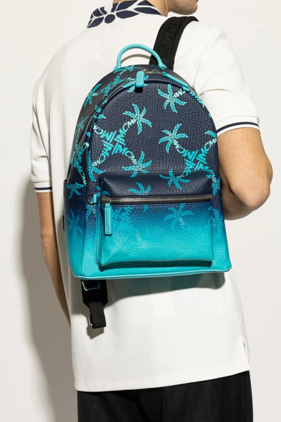 MCM BLUE Backpack with monogram