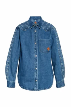 MCM BLUE Denim shirt with monogram