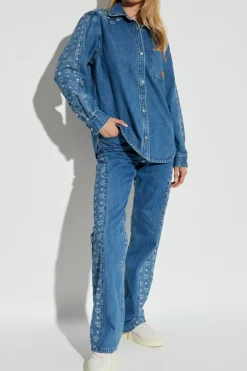 MCM BLUE Denim shirt with monogram