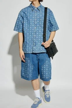 MCM BLUE Denim shorts with monogram