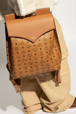 MCM BROWN Backpack with Visetos print