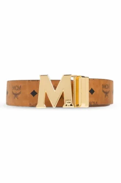 MCM BROWN Belt with logo