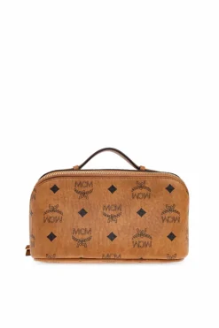 MCM BROWN Cosmetic bag with "Visetos" print