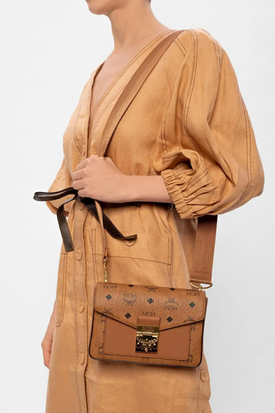 MCM BROWN Shoulder bag with logo