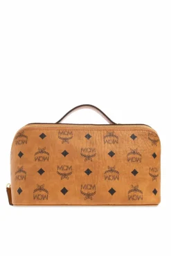 MCM BROWN Wash bag with monogram