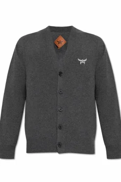 MCM GREY Cardigan with embroidered logo