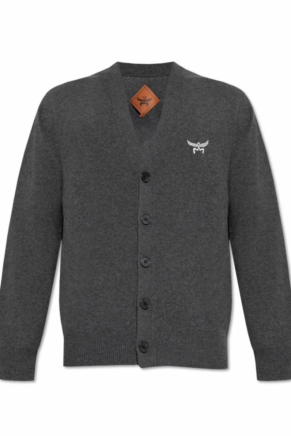 MCM GREY Cardigan with embroidered logo