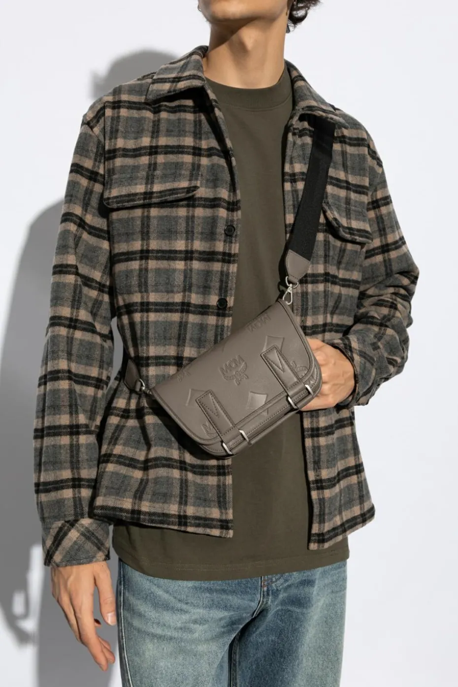 MCM GREY Leather shoulder bag