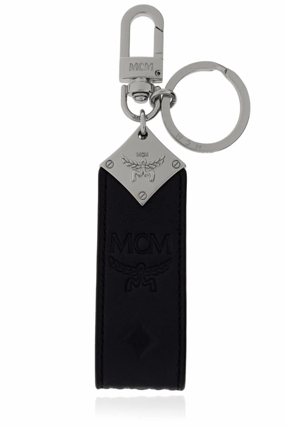 MCM NAVY BLUE Leather keychain