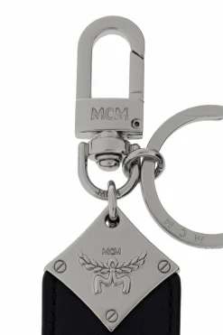MCM NAVY BLUE Leather keychain