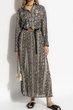 Michael Michael Kors GREY Pleated skirt with animal print