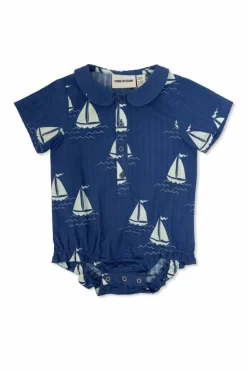 Mini Rodini NAVY BLUE Baby onesie with print