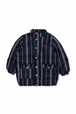 Mini Rodini NAVY BLUE Striped puffer jacket