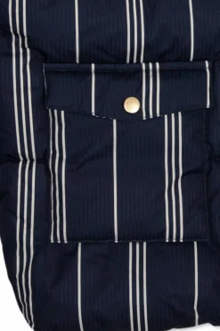 Mini Rodini NAVY BLUE Striped puffer jacket
