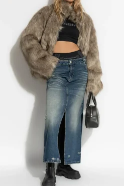 MISBHV beige Short faux fur coat